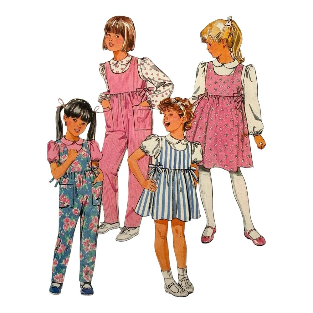 VTG 1986 Butterick Sewing Pattern Childs Jumper Jumpsuit & Blouse Sz 2-3-4 #3992